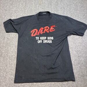 Vintage DARE To Keep Kids Off Drugs T Shirt Men XL Black Graphic Tee 90s Single